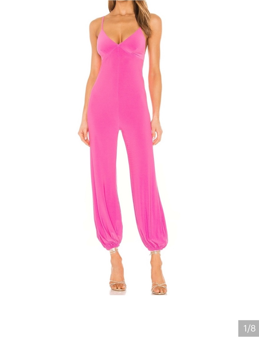 Revolve Norma Kamali Hot Pink Slip Jog Jumpsuit